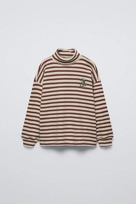 EMBROIDERED SNAKE STRIPED SHIRT