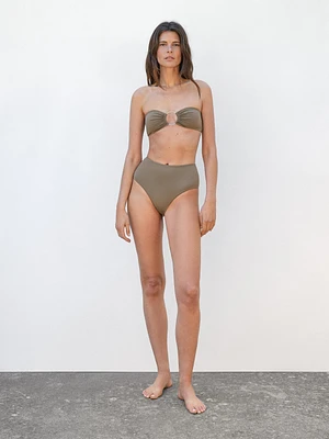 Bandeau bikini top with ring detail
