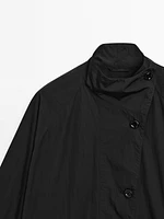 Flowing water-repellent fabric trench coat
