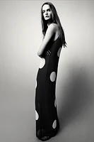 ROBE LONGUE EN MAILLE À POIS