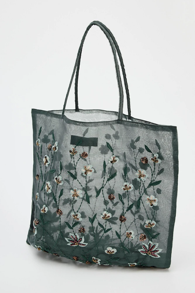 EMBROIDERED FABRIC BAG