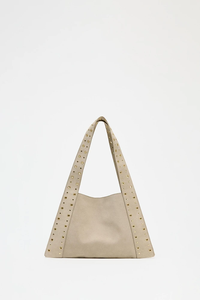 SAC PORTÉ ÉPAULE À CLOUS EN CROÛTE DE CUIR