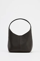 GRAINED LEATHER BUCKET BAG