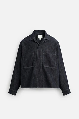 TOPSTITCHED DENIM SHIRT