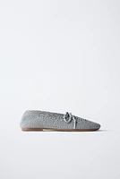 CROCHET BALLET FLATS WITH LACES AND BOW