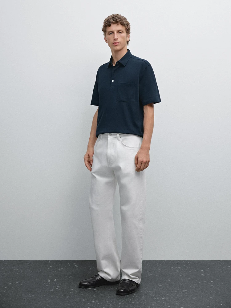 Piqué textured 100% cotton polo shirt