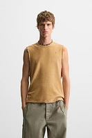 WASHED KNIT PRINT T-SHIRT
