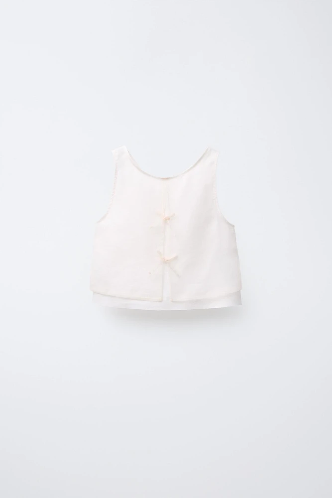TOP 100 % LIN ORGANZA LACETS