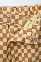 PANTALON EN SERGÉ À CARREAUX DAMIER