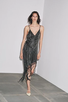 FRINGED BEADED DRESS