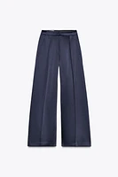 SATIN EFFECT WIDE LEG PANTS