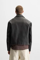 FAUX LEATHER WASHED JACKET