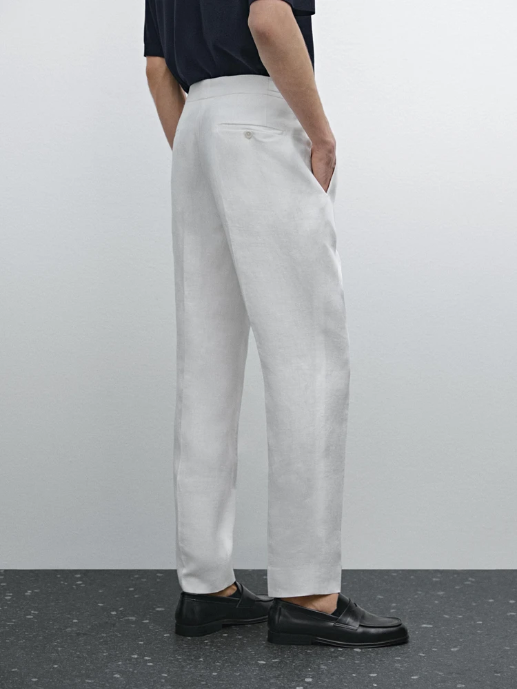 100% linen darted trousers