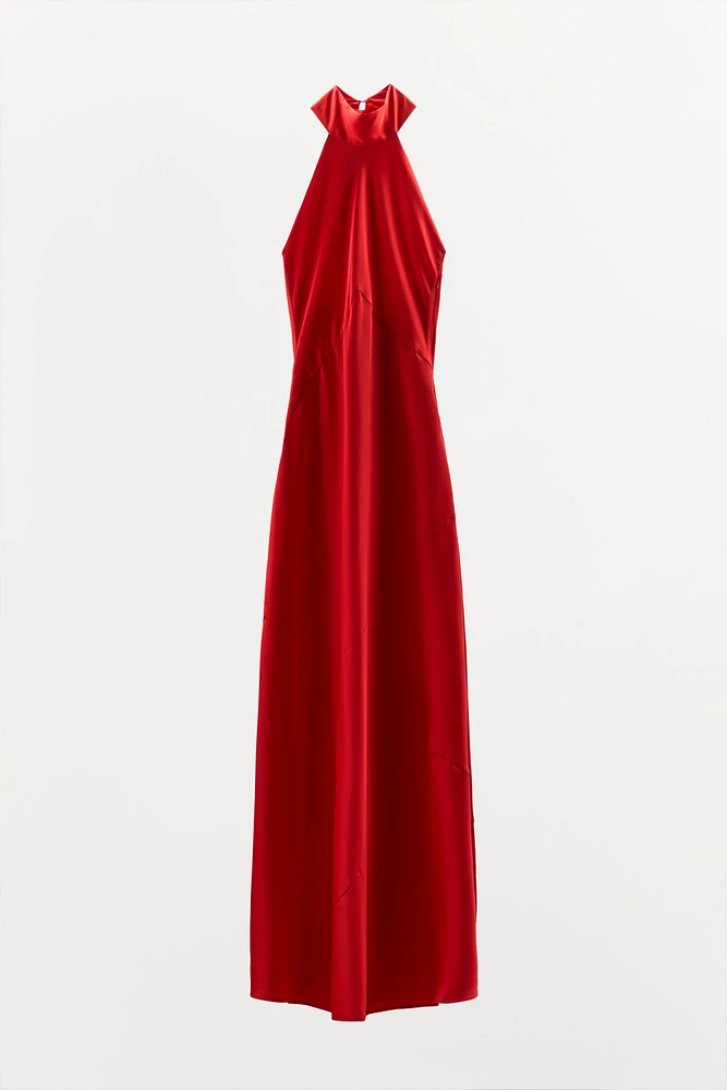 HALTER SATIN EFFECT DRESS