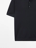 Polo en maille de laine mélangée à manches courtes