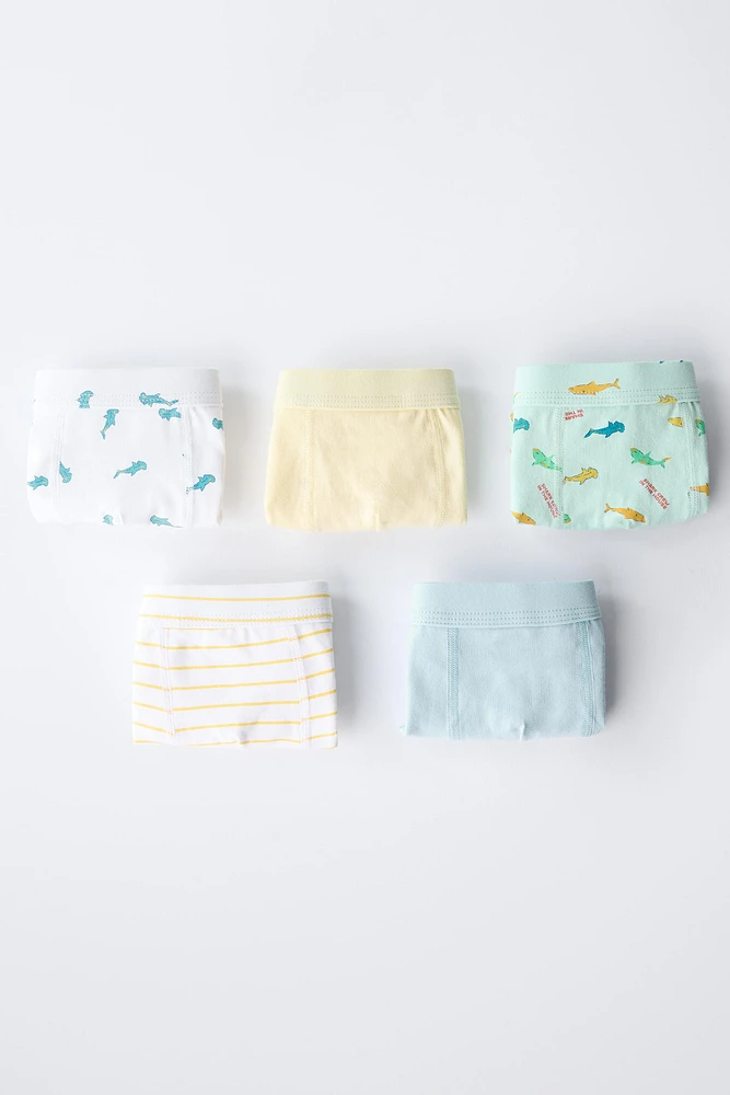 3-6 ANS/ LOT DE CINQ BOXERS REQUINS