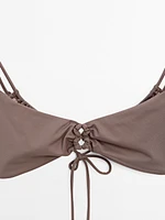 Haut de bikini en tulle froncé