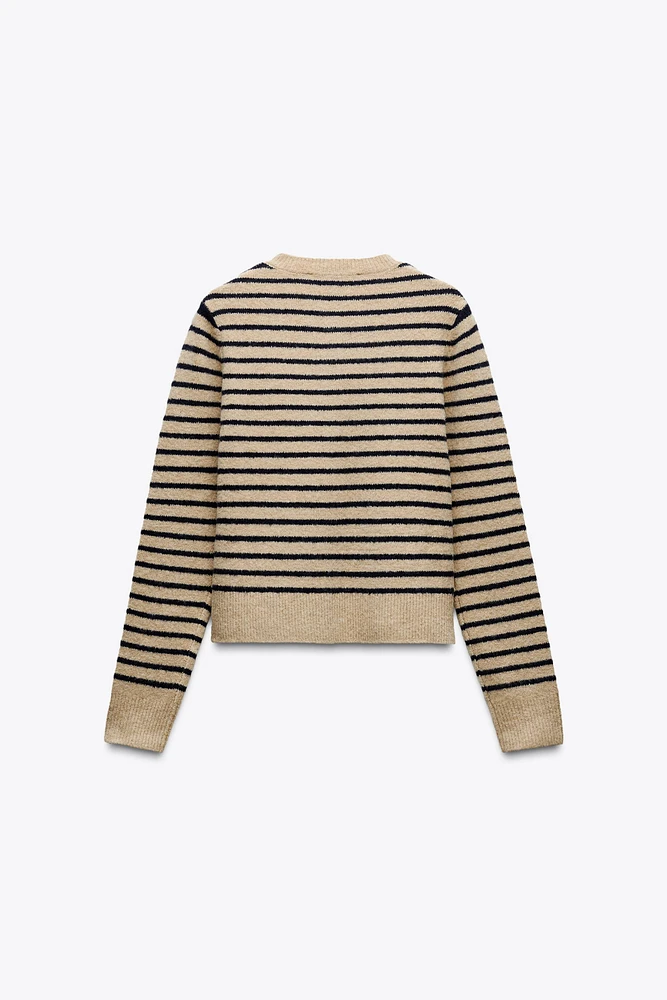 STRIPED KNIT CARDIGAN