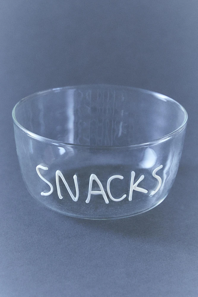 BOROSILICATE GLASS BOWL WITH SLOGAN