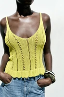 POINTELLE KNIT RUFFLE TOP