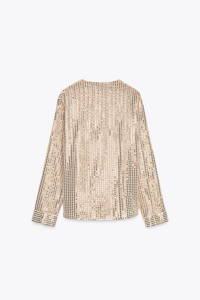SEQUIN WRAP BLOUSE