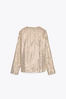 SEQUIN WRAP BLOUSE