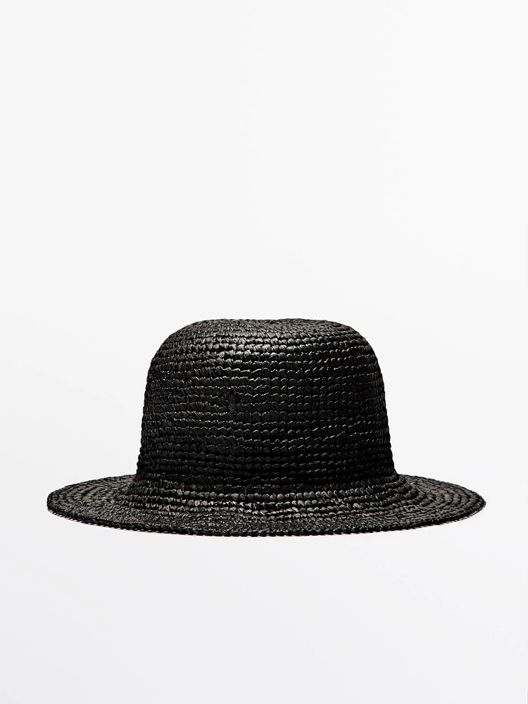 Raffia hat with bow