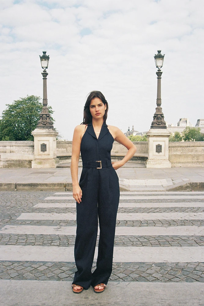 COMBINAISON HALTER CEINTURE AVEC LIN