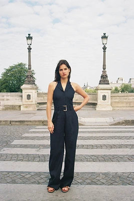 COMBINAISON HALTER CEINTURE AVEC LIN