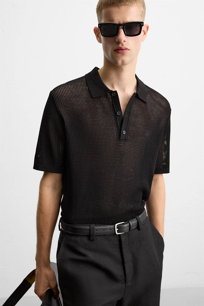 KNIT LACE POLO SHIRT