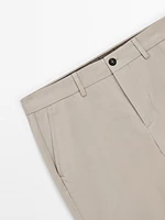 Tapered fit cotton twill trousers