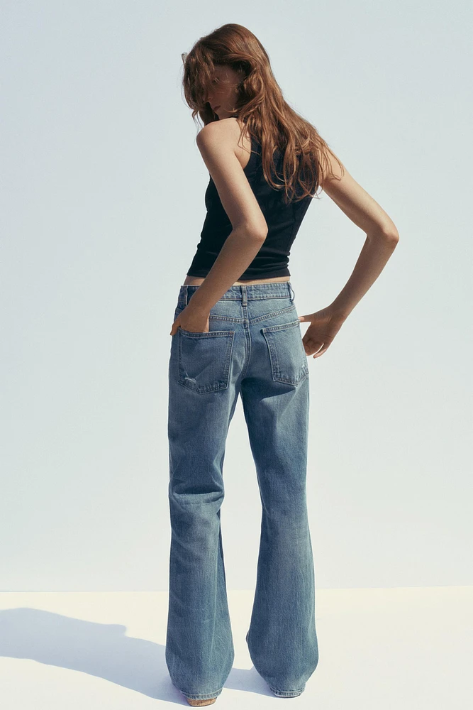 TRF MID-RISE RIPPED WIDE LEG JEANS
