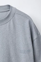 COTTON AND LINEN T-SHIRT WITH TEXT