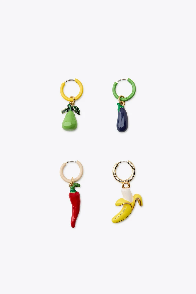 PACK OF ENAMELED FRUIT EARRINGS