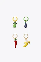 PACK OF ENAMELED FRUIT EARRINGS