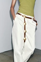 LEATHER BELT WITH METAL PLATES