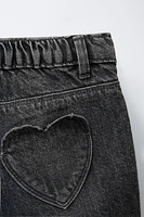 HEART POCKET DENIM SHORTS