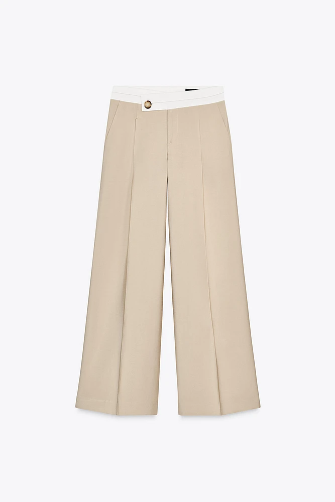 PANTALON LARGE TAILLE CONTRASTÉE