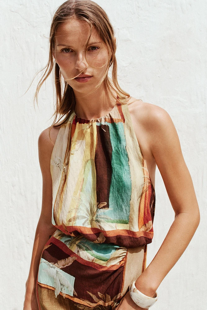 TROPICAL PRINT MIDI DRESS