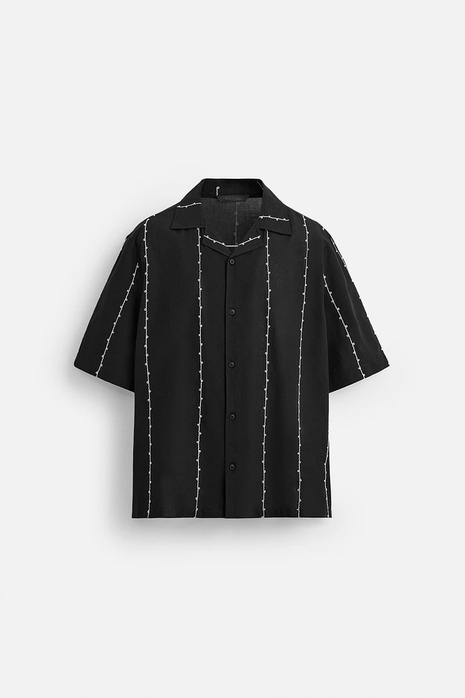 CHEMISE BRODERIE CONTRASTÉE