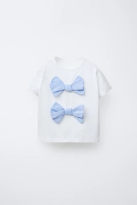 POPLIN BOW APPLIQUÉ T-SHIRT