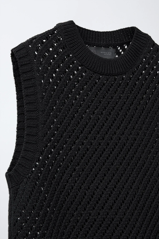 OPENWORK KNIT VEST