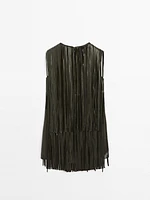 Robe courte à franges en cuir nappa - Studio