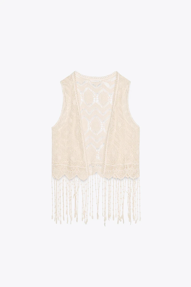 GILET CROCHET FRANGES