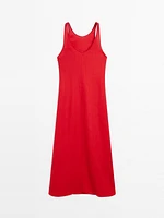 Robe midi col rond 100 % lin