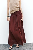 WIDE ELASTIC WAISTBAND MIDI SKIRT