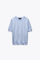 FINE-KNIT SHORT SLEEVE WOOL SWEATER