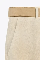 PANTALON JUPE-CULOTTE AVEC CEINTURE EN LIN