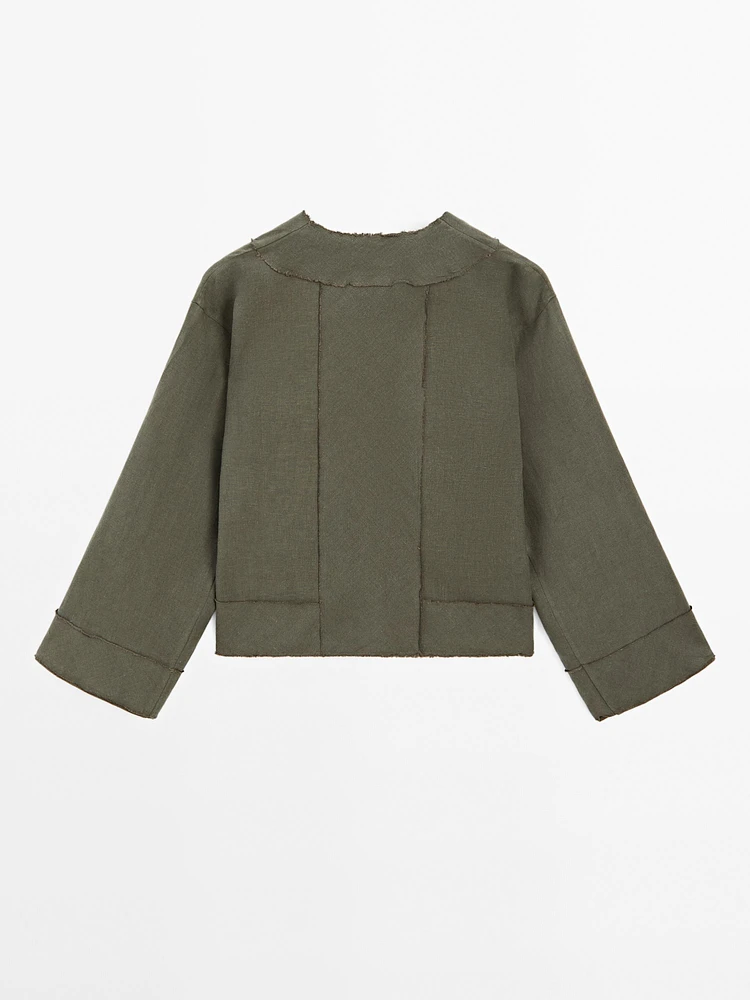 Kimono fluide avec poches en lin