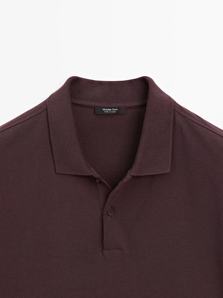 Micro textured piqué cotton polo shirt
